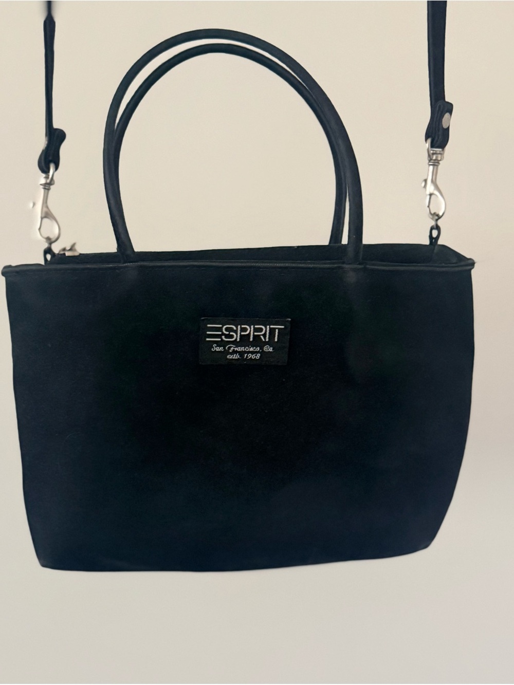 Esprit Black Tote with Top Handles and Removable Strap